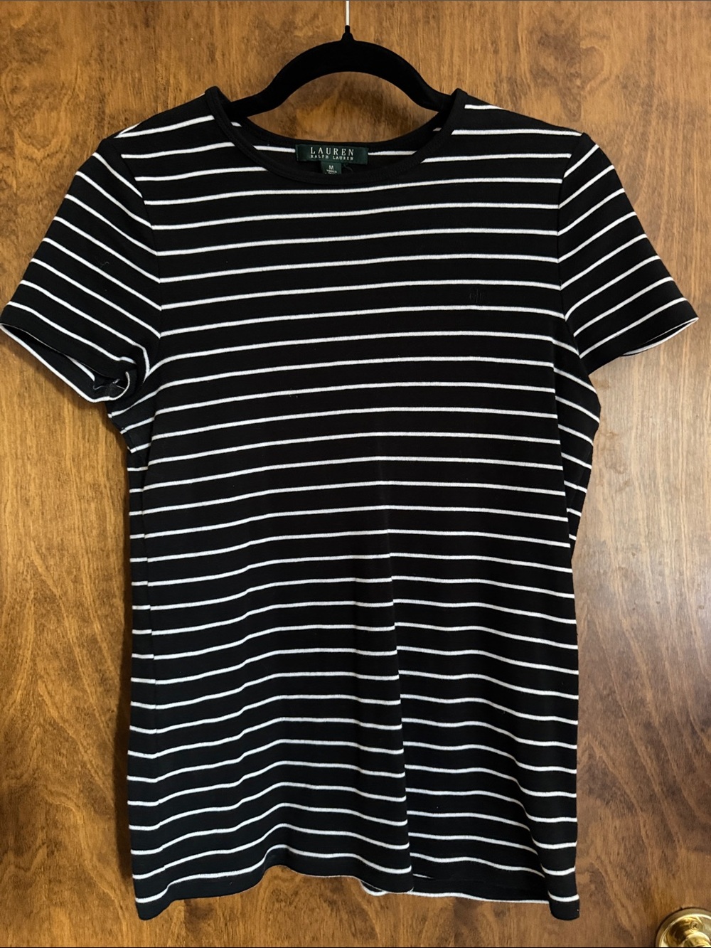 Lauren Ralph Lauren Black and White Striped Short Sleeve Tee